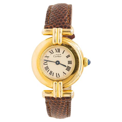 vermeil orologio donna mist de cartier argento placato quartz|must de cartier vermeil argent.